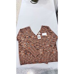 OPEN EDIT BROWN TAN V NECK V BACK SWEATER NEW WITH TAGS WOMENS SZ 2XL